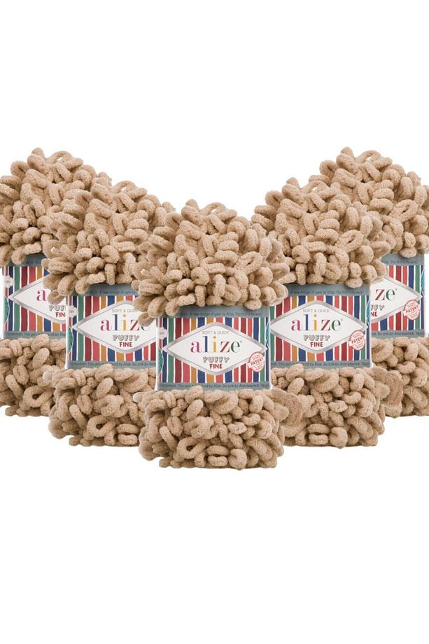 (5 ADET) Puffy Fine (İNCE) El Örgü Ipliği 5'li Paket - 415 Çöl Kumu 100 Gr. 14.5 Mt. Parmak Örgü Ipi - 1