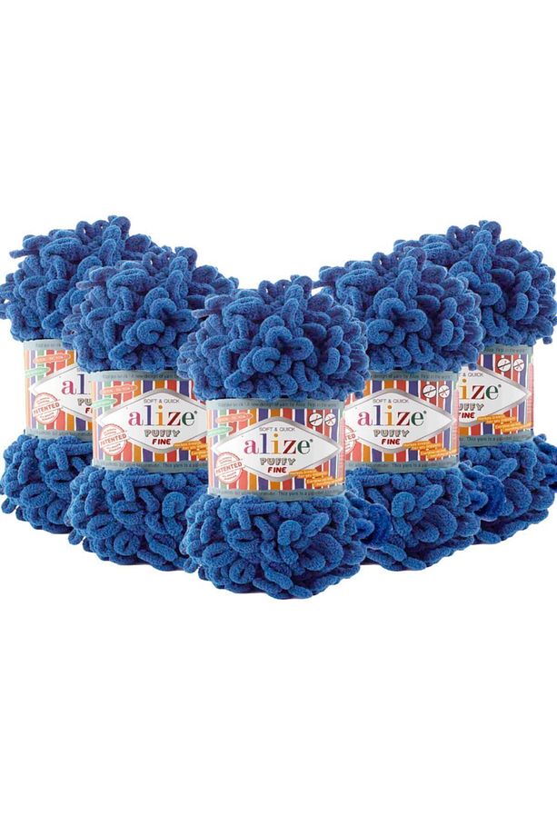 ( 5 Adet)puffy Fine (İNCE) El Örgü Ipliği 5'li Paket -637 Havacı - 100 Gr. 14.5 Mt. Parmak Örgü Ipi - 1