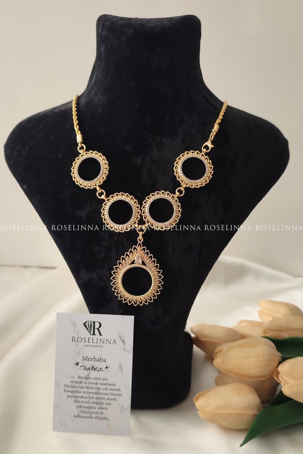 4 Quarter 1 Half Chain Necklace, Quarter Gold Necklace, Five-In-One Necklace | Sun Model