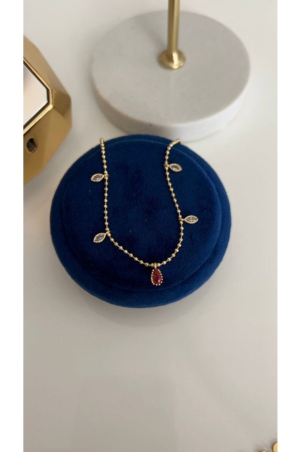 Vip Series Gold Pink Drop Stone Anklet