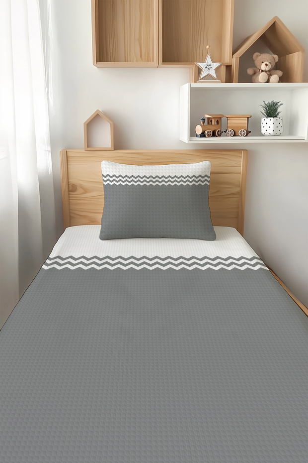 Zigzag Patterned Single Children's Pique Set Tlap-207