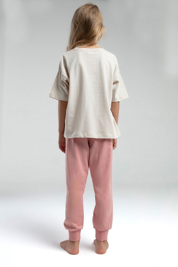 Kız Çocuk Bej Baskılı Pijama Takımı P.O.R.O.Z.2.0.6.E.L.3,T. - 5