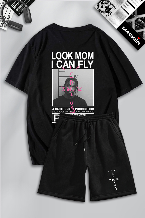 Unisex Men's Women's Travis Scott & Cactus Jack Printed Custom Design Oversize Tshirt and Shorts Set