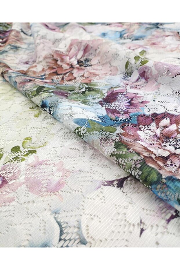 Flower Patterned Thin Lacewidth: 160 cm - 4