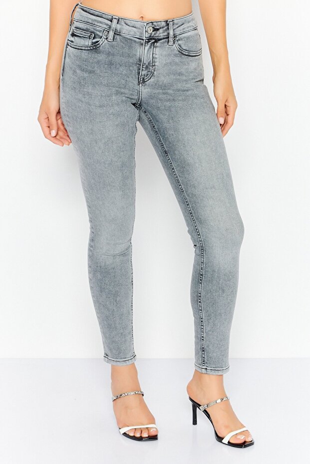 Women Skinny Fit Washed Stretchable Jeans, Grey
