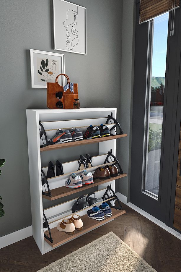 Tidyshoe Düşer Kapak Ayakkabılık Kayar Raflı Ayakkabılık 3 Bölmeli Ayakkabılık - 2