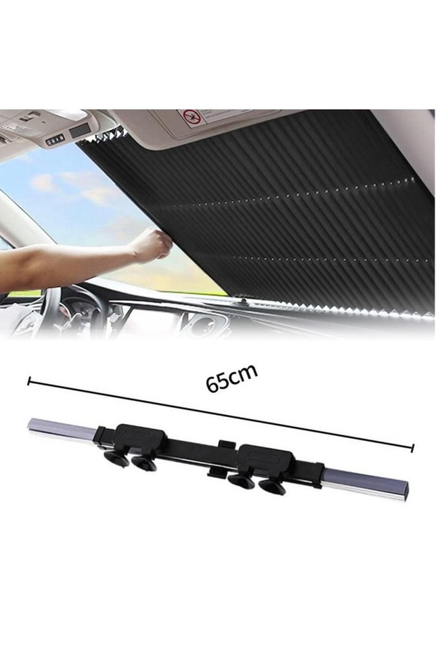 واقي شمس أمامي قابل للسحب للسيارة مقاس 140*65 سم مناسب للسيارات الصغيرة والمدمجة - 1