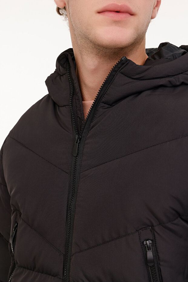 ml Block Coat 4pr Siyah Erkek Kısa Kaban - 4