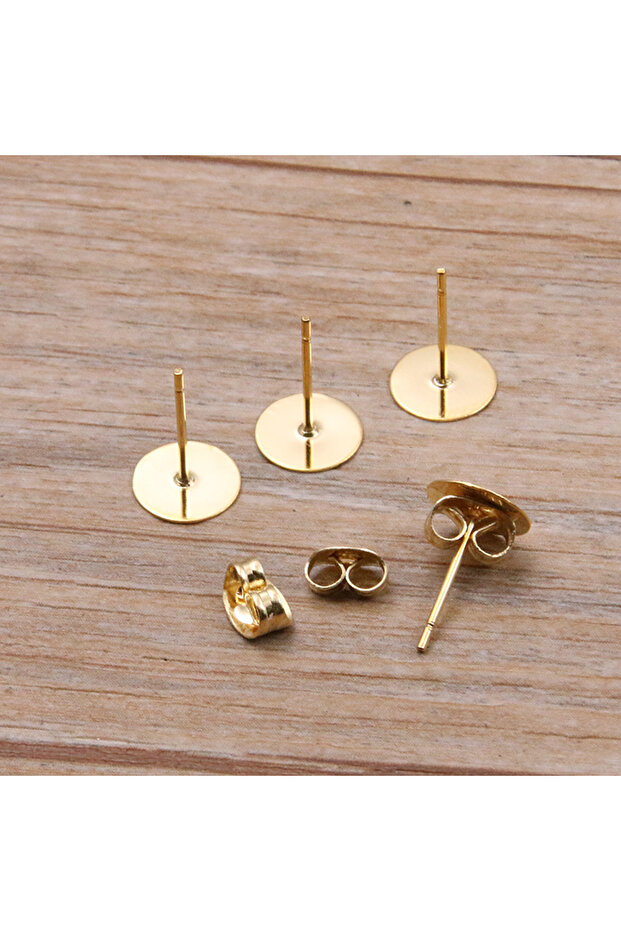 8mm-50pcs 50-100pcs 2 Color Stainless Steel Earring Studs Blank Post Base Pins With Plug Findings Ea