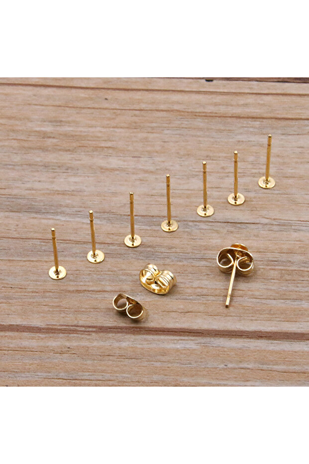 3mm-50pcs 50-100pcs 2 Color Stainless Steel Earring Studs Blank Post Base Pins With Plug Findings Ea