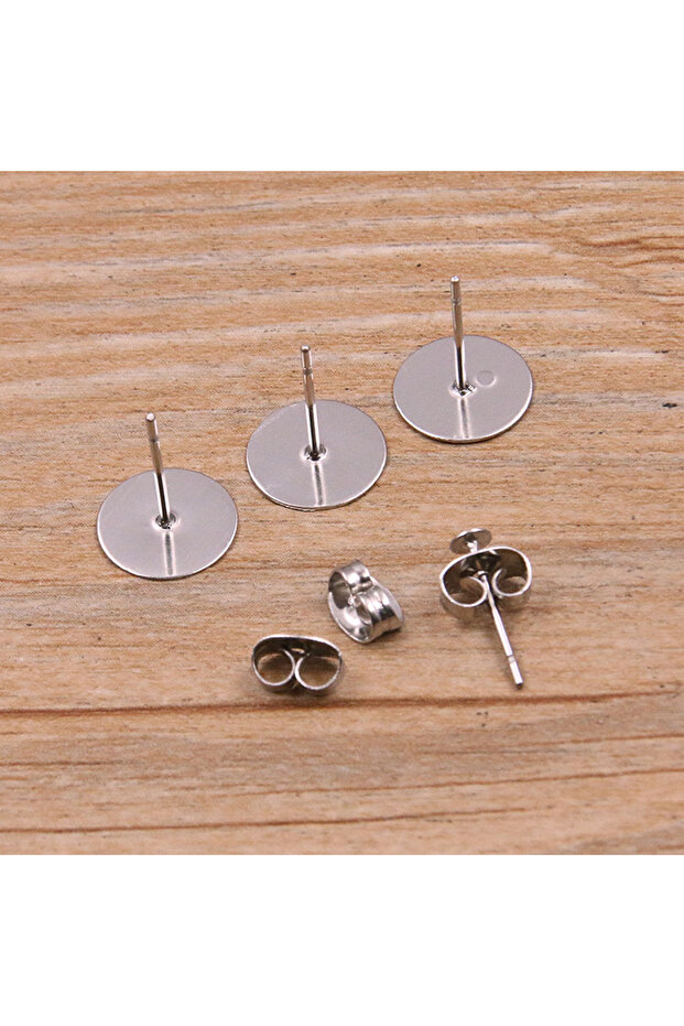 8mm-100pcs 50-100pcs 2 Color Stainless Steel Earring Studs Blank Post Base Pins With Plug Findings E