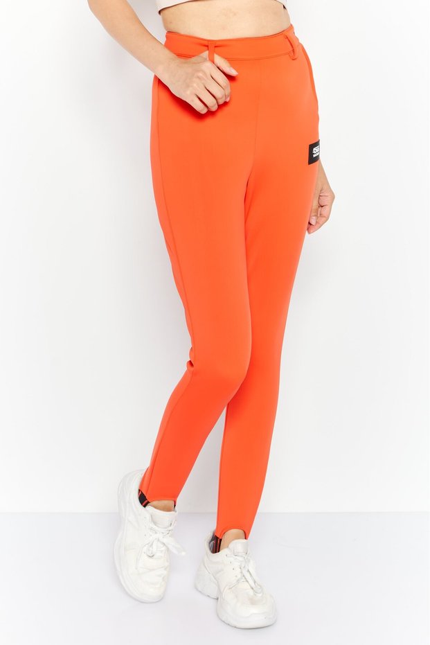 Women Skinny Fit With Stirrup Brand Logo Sweatpants, Red