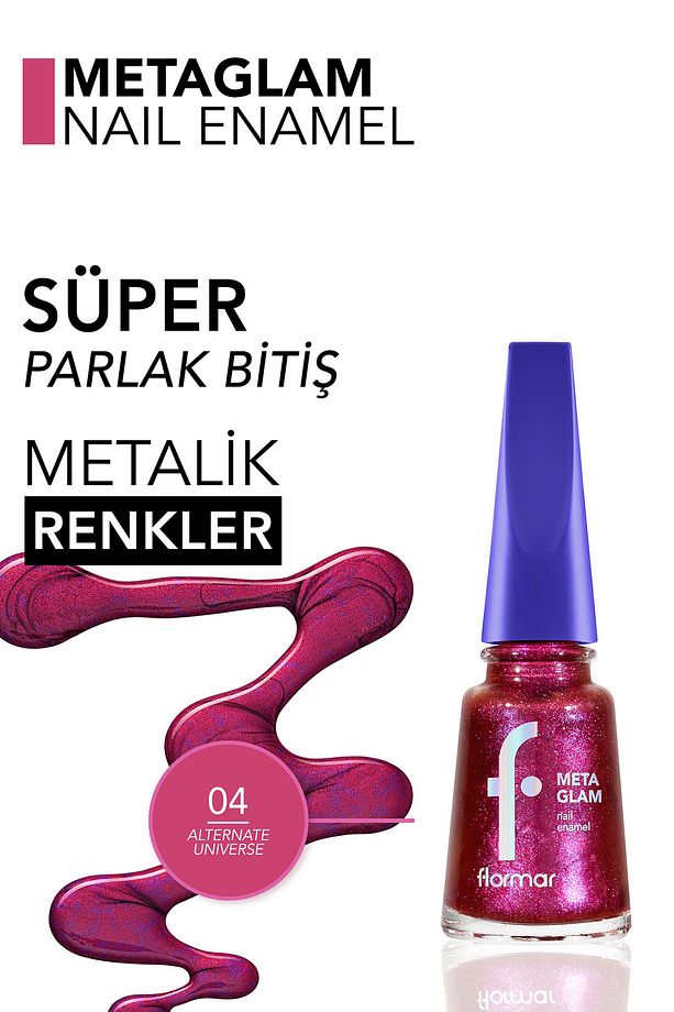 Metaglam Yüksek Pigmentli & Yoğun Parlak Bitişli Işıltılı/metalik Oje- 004 Alternate Unıverse - 4