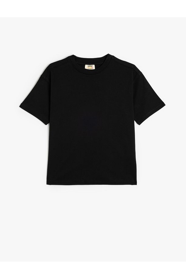 Basic Oversize Tişört Kısa Kollu Bisiklet Yaka Pamuklu - 1