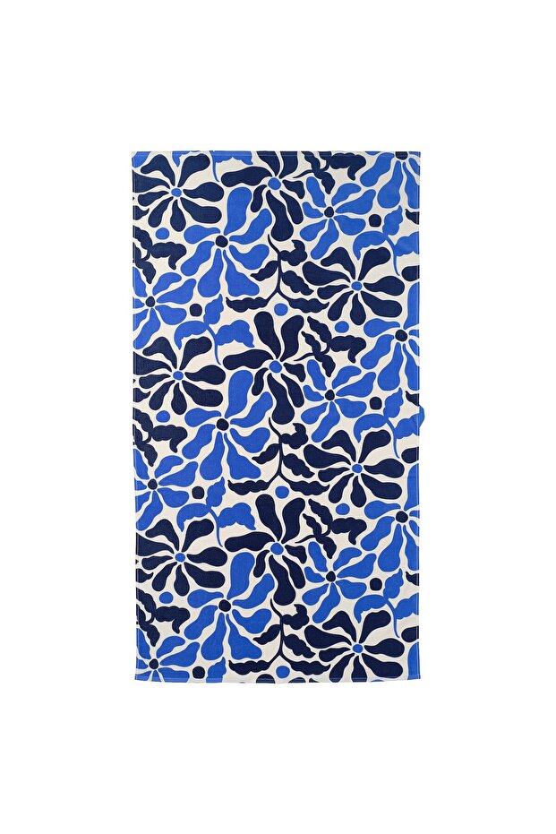 Gulyxne Beach Towel Blue Floral 100x180 Cm – Soft, Fast-drying 100% Cotton Velour