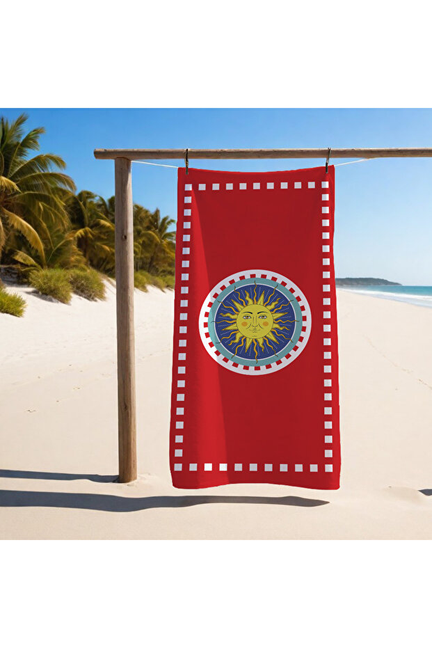 Colorful Sun Pattern Towel 75X150 cm Quick Drying Soft Fabric Suitable for Beach & Bathroom Use