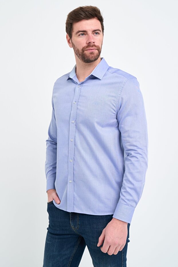 Men's solid color shirt with logo - 7