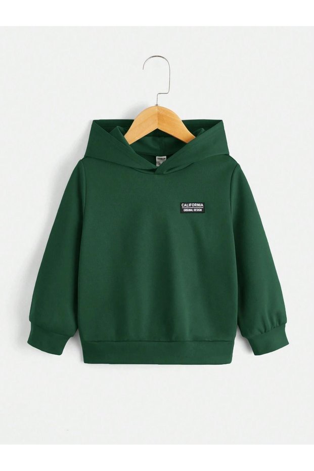 California Cotton Children's Sweatshirt - Nefti Green Printed Girl's Boy's Winter Pocket Hoodie