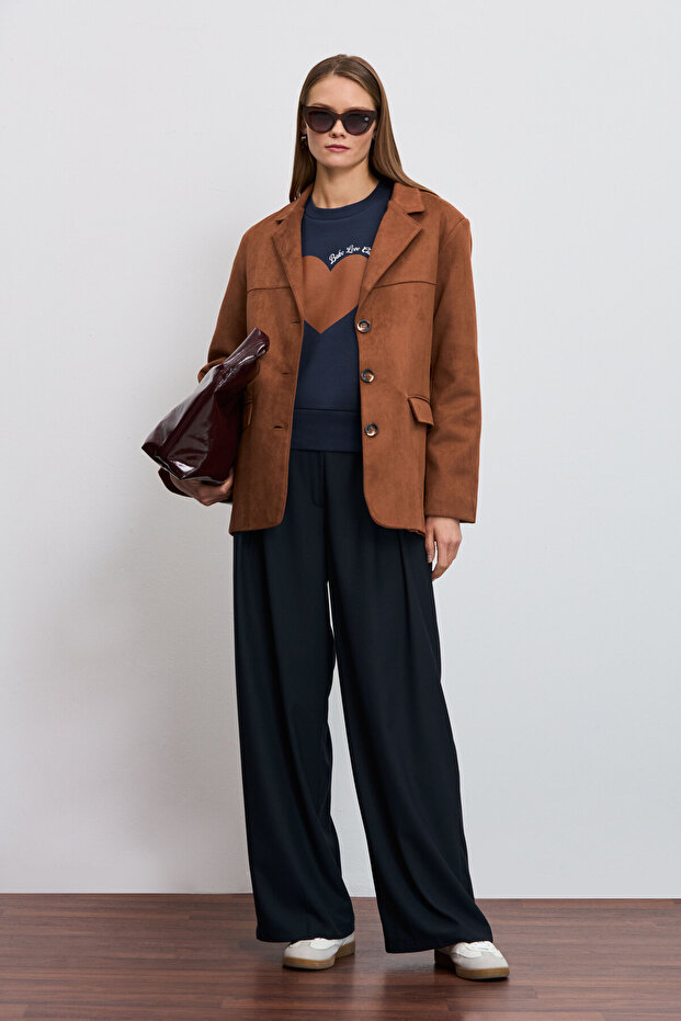 Süet Düğmeli Ceket - 1