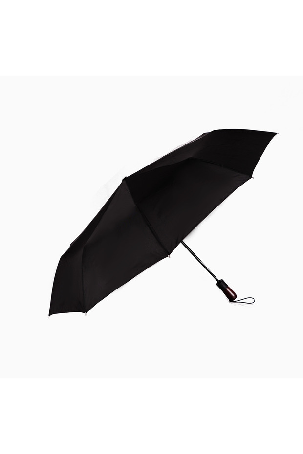 Moods Up Premium Wooden Handle Black Fully Automatic Umbrella - 1