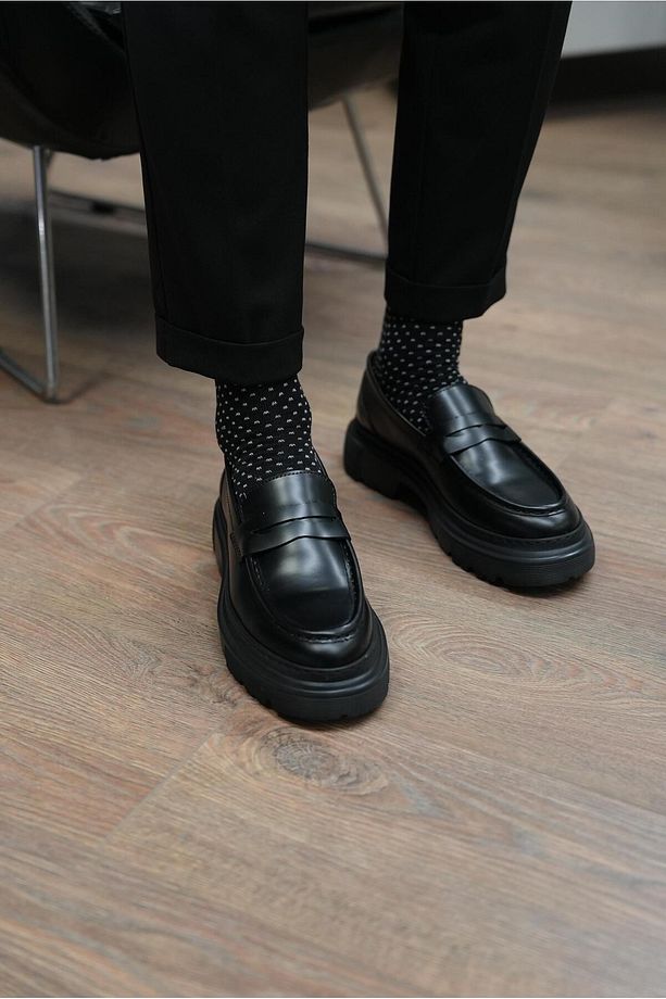 Ramonelli Model Gerçek Deri El Yapımı Erkek Siyah Açma Deri Casual Ayakkabı - 7