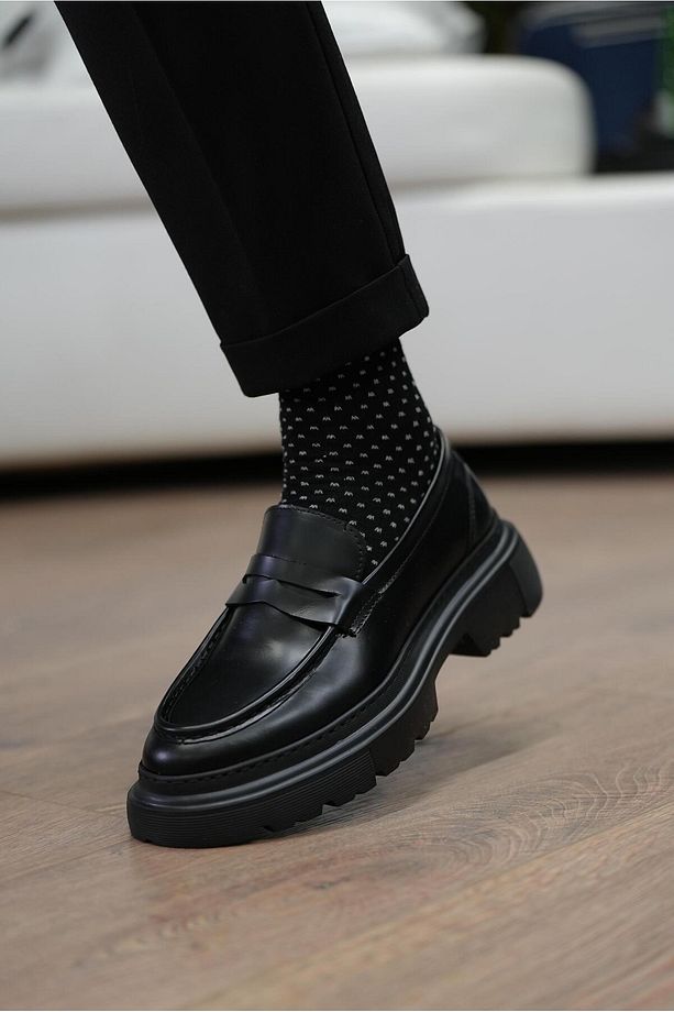Ramonelli Model Gerçek Deri El Yapımı Erkek Siyah Açma Deri Casual Ayakkabı - 6