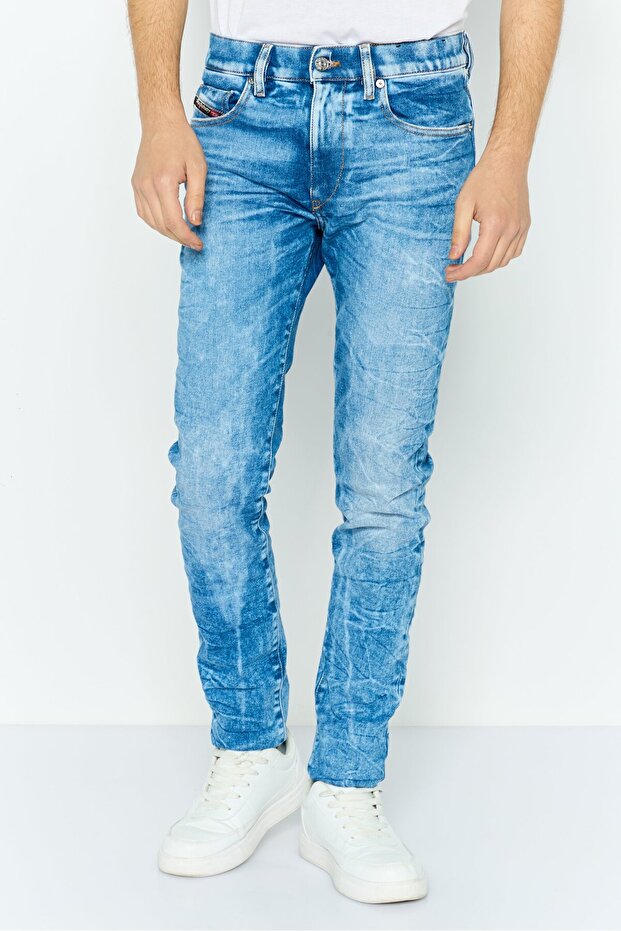 Men Slim Fit Washed Stretchable Jeans, Blue