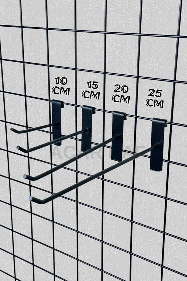 Siyah Tel Pano Kancası 10 Adet 10 Cm Raf ve Tel Askısı Tel Çubuk - 4