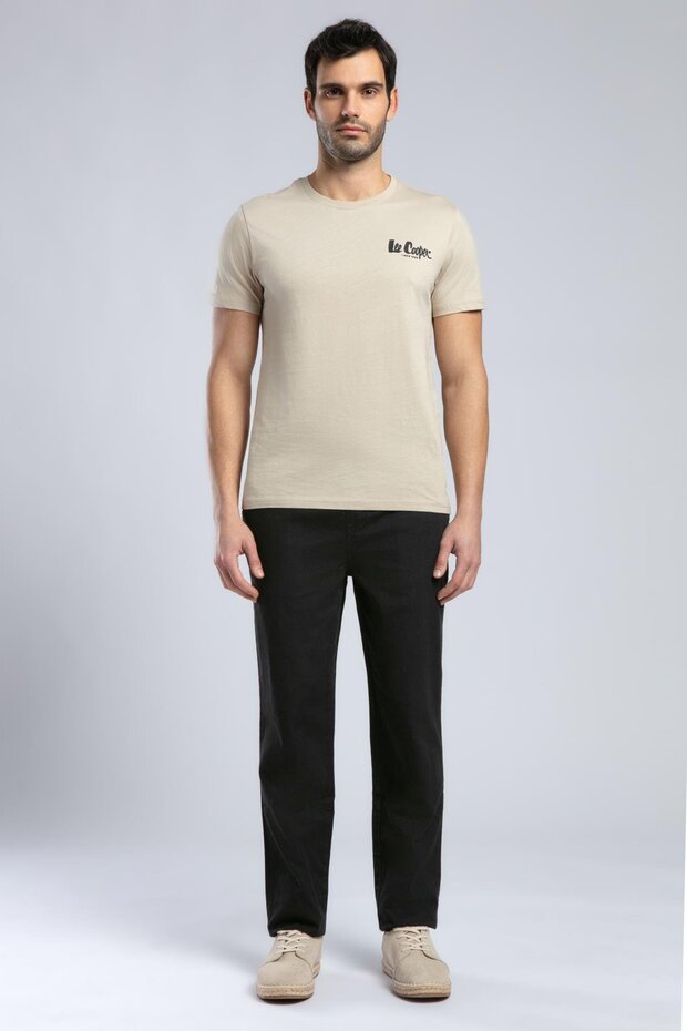Rinaldo Men's 100% Cotton O-Neck T-Shirt Beige