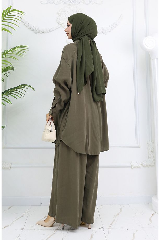Tunik Pantolon İkili Takım 4065-08 Haki - 5