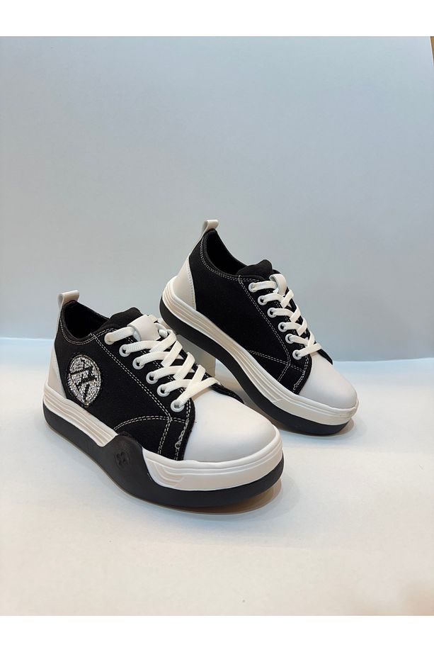 Kadın Taşlı Bağcıklı Şık Sneaker Ayakkabı Rahat TPU Lüks Taban RM777 - 2