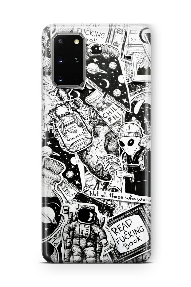 حافظة شفافة مطبوعة بتصميم بطارية باردة متوافقة مع هاتف Samsung Galaxy S20 Plus