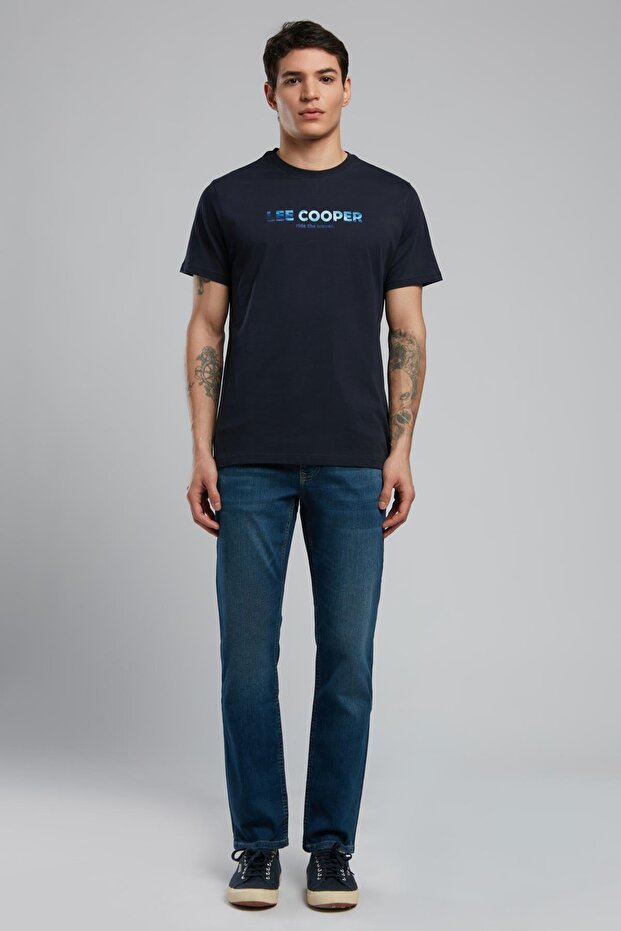 Ember Men's 100% Cotton O-Neck T-Shirt Navy Blue