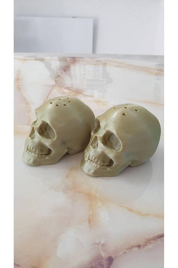 3d Baskı Kuru Kafa Şekilli Tuzluk & Biberlik Seti - 3