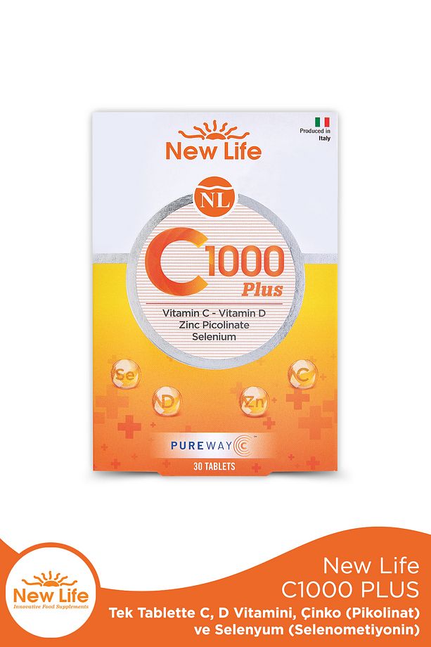 C1000 Plus - C ve D Vitamini (Pureway C) - Çinko (Pikolinat) - Selenyum (L-Selenometiyonin) - 1