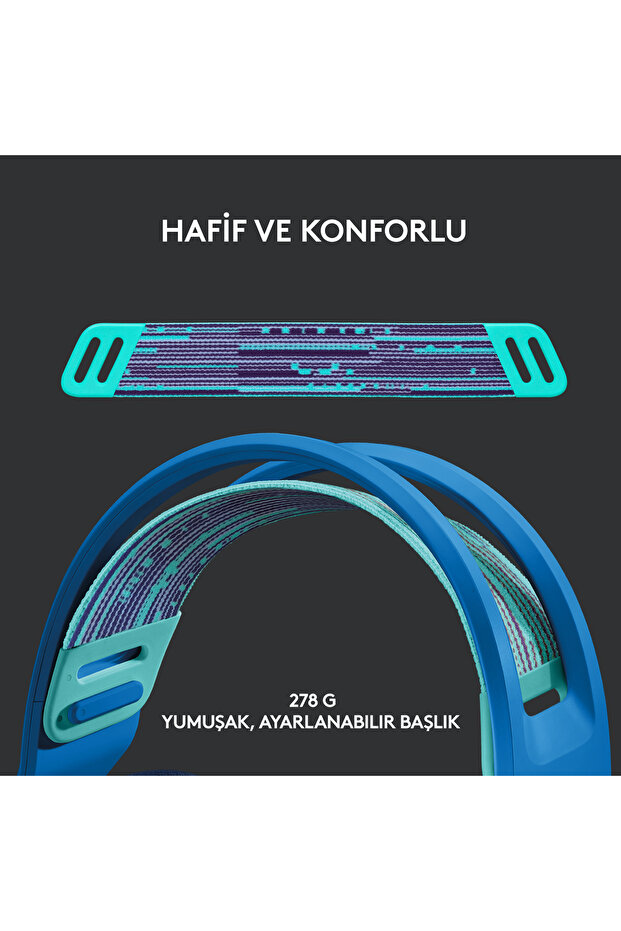 G G733 LIGHTSPEED RGB Kablosuz 7.1 Surround Ses Oyuncu Kulaklığı - Mavi - 2