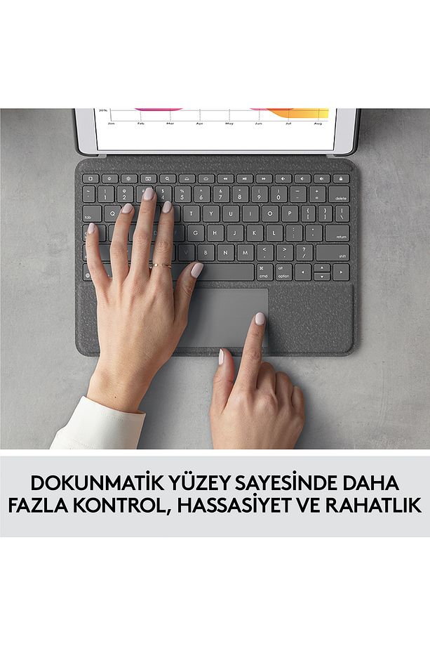 Combo Touch iPad 10.2 inç 7. ve 8. Nesil ile Uyumlu Çok Yönlü Klavyeli Kılıf - Gri - 2