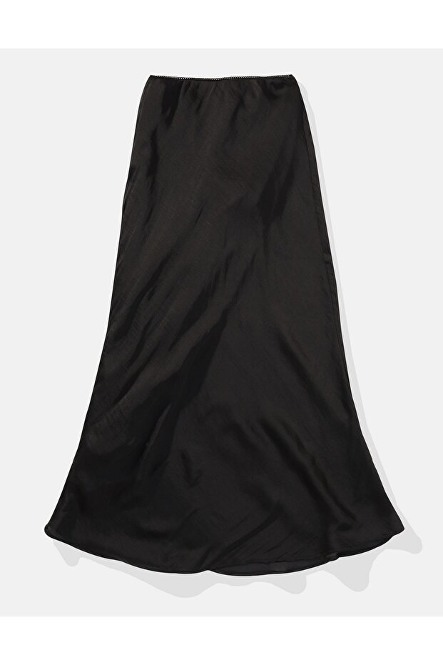 Ae High-Waisted Satin Midi Skirt