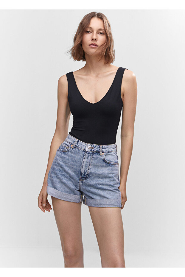 Mom-fit Denim Şort - 1