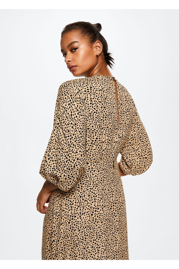 Düğmeli Midi Boy Elbise - 5