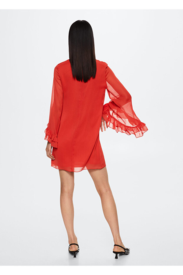 Kadın Kırmızı Elbise - 8