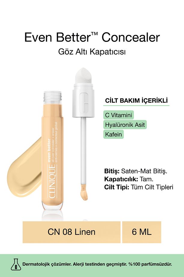 Cilt Bakım İçerikli Göz Altı Kapatıcısı - Even Better™ Concealer - CN 08 Linen - 6ml - 1
