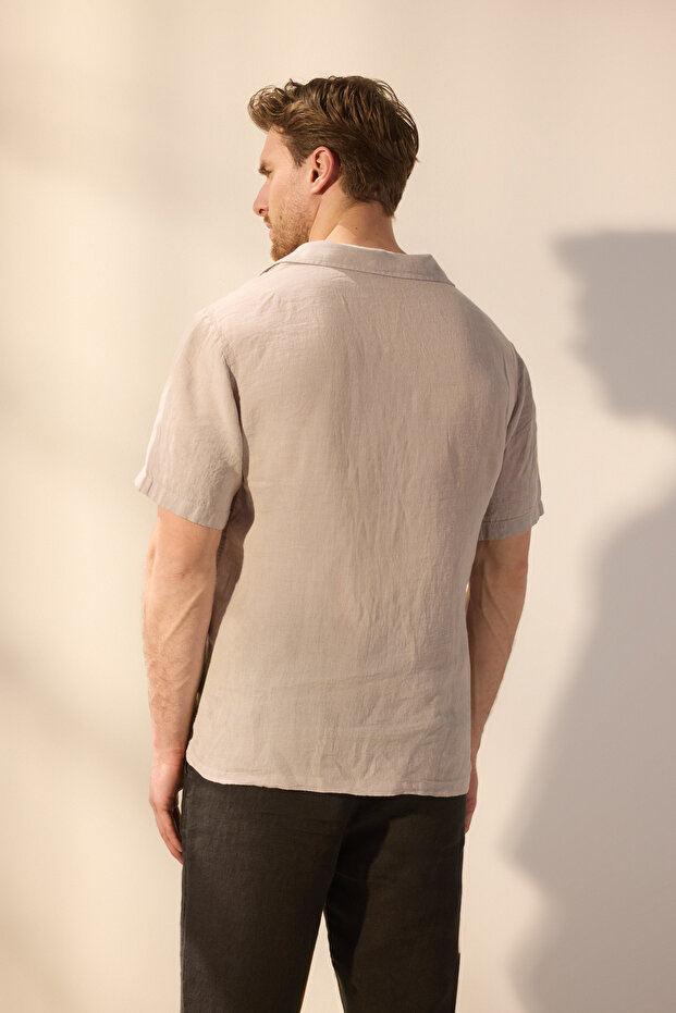 Taş %100 Keten Regular Fit Gömlek TMNSS25GO00056 - 5