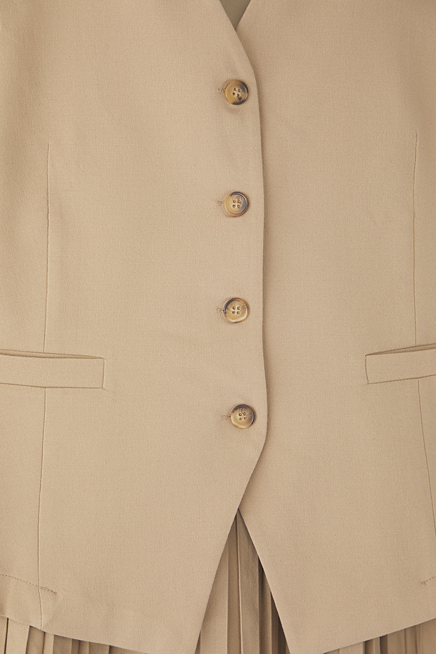 Béžové tkané šaty Polyviscon Plus Size - 6