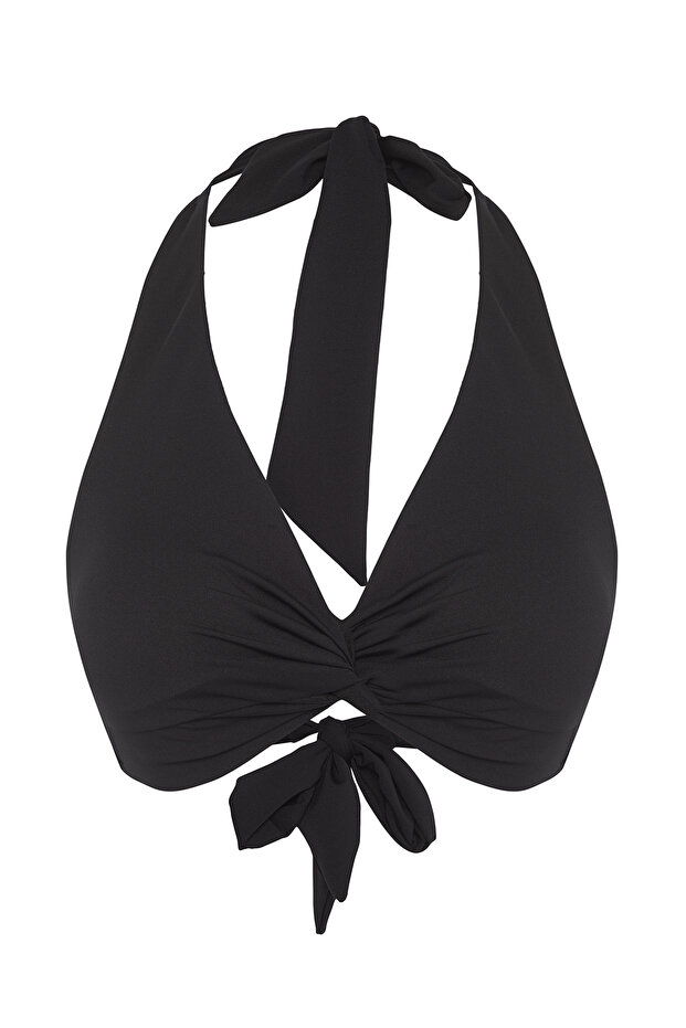 Siyah Büzgülü Üçgen Kaplı Bikini Üstü TBESS25BU00050 - 4