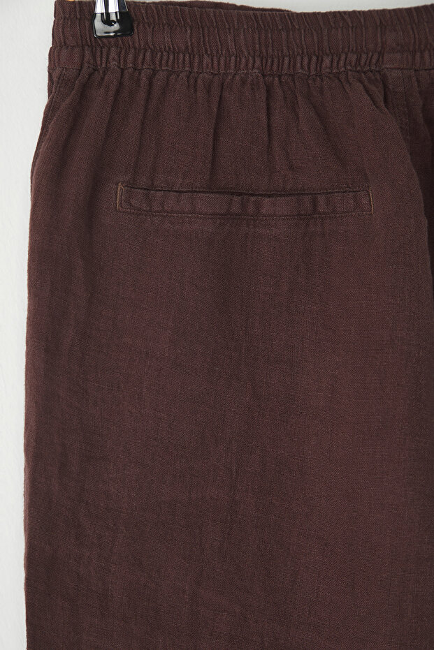 Kahverengi Limited Edition %100 Keten Regular Fit Şort & Bermuda TMNSS24SR00050 - 7