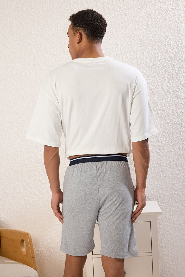 Lacivert- Gri Regular Fit 2'li Örme Şort TMNSS25SR00045 - 4