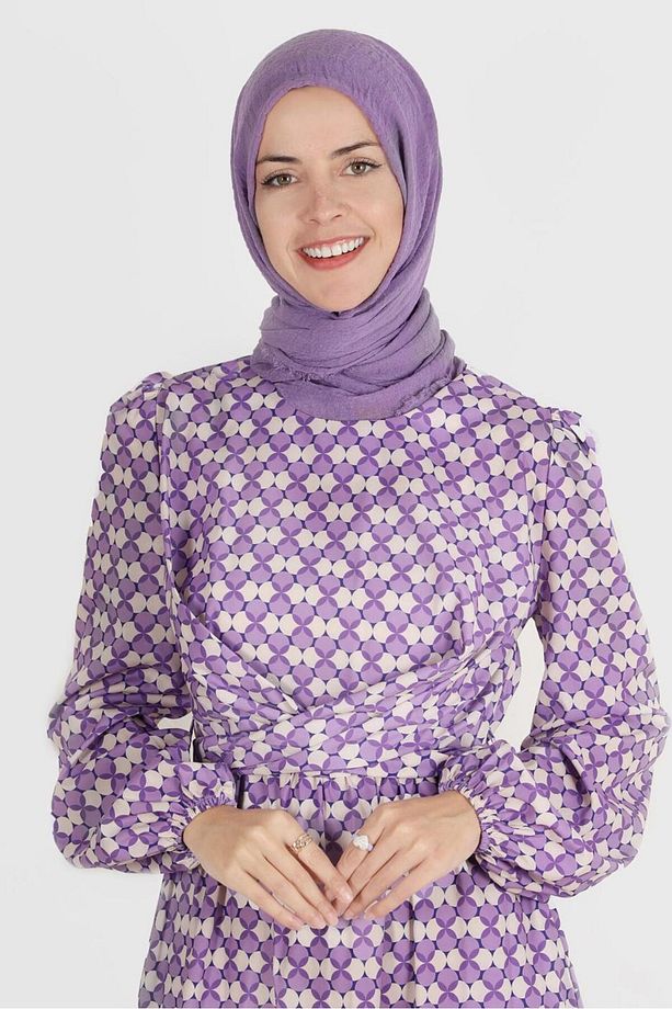 Bağlama Detaylı Desenli Elbise 42711 - 1