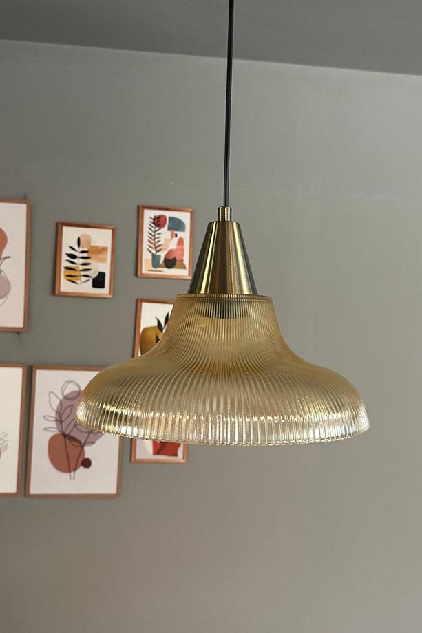 Stark Cam Bal Rengi Tekli Avize Eskitme Huni Başlık Retro Sarkıt Lamba Salon Aydınlatma - 7