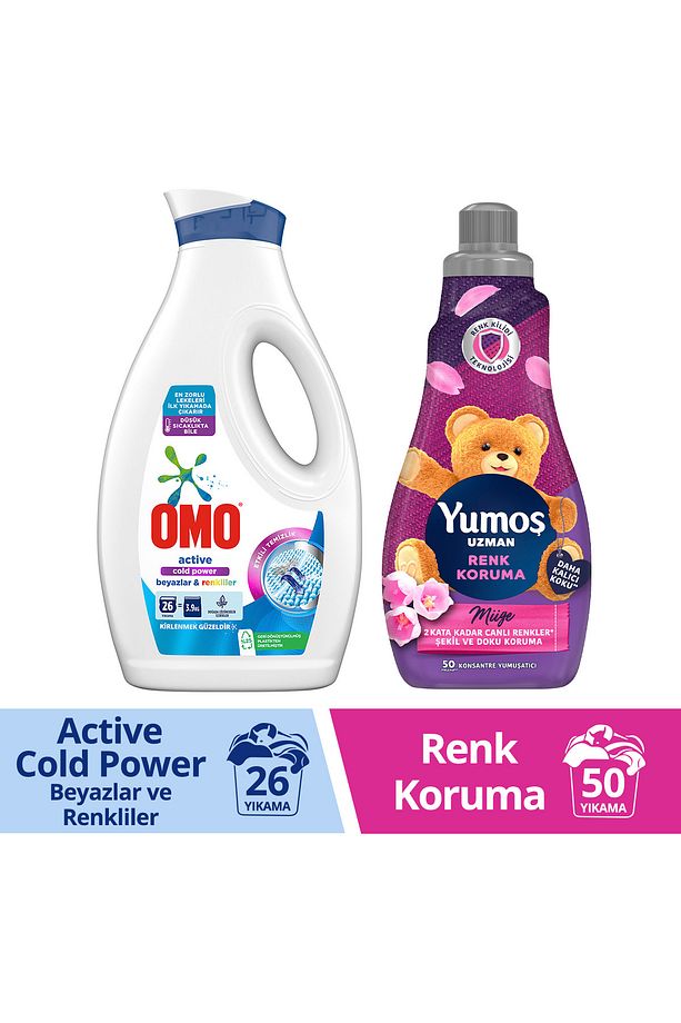 Yumoş Extra Uzman Renk Koruma 1200 Ml 50 Yıkama + Active Sıvı Deterjan 1690 Ml 30 Yıkama - 1